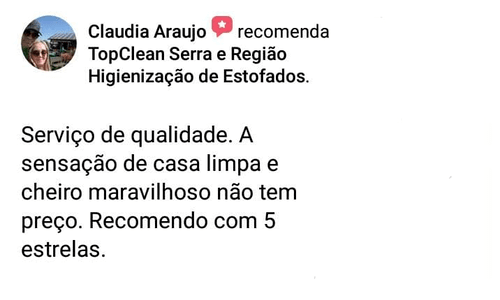 Depoimentos de clientes após terem feito a limpeza do estofado.